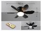 Schwarzer Deckenventilator mit LED-Licht, Fernbedienung und Maßen von Ø530mm x 160mm.