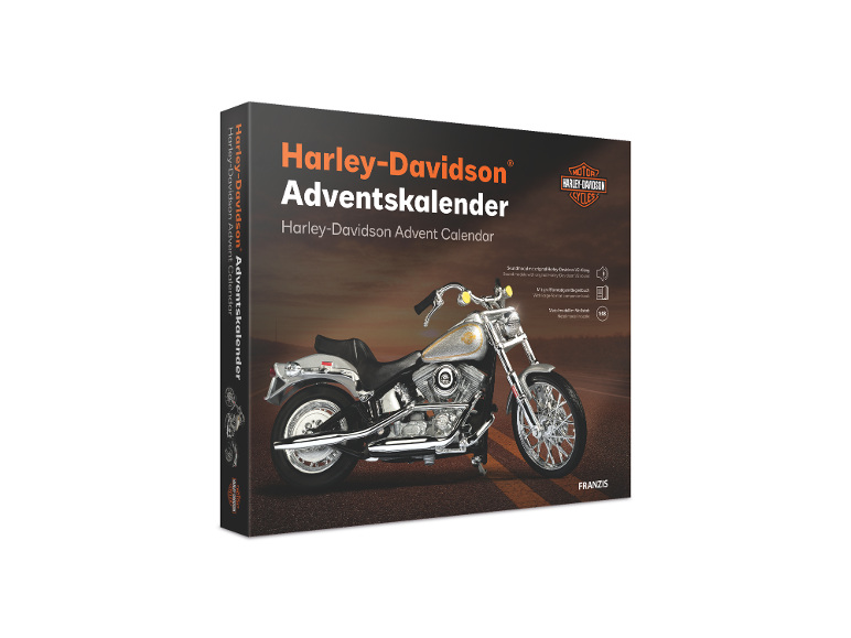 FRANZIS Harley-Davidson Adventskalender mit Motorradmodell und Sound.