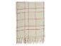 Beige karierte Kuscheldecke mit Fransen