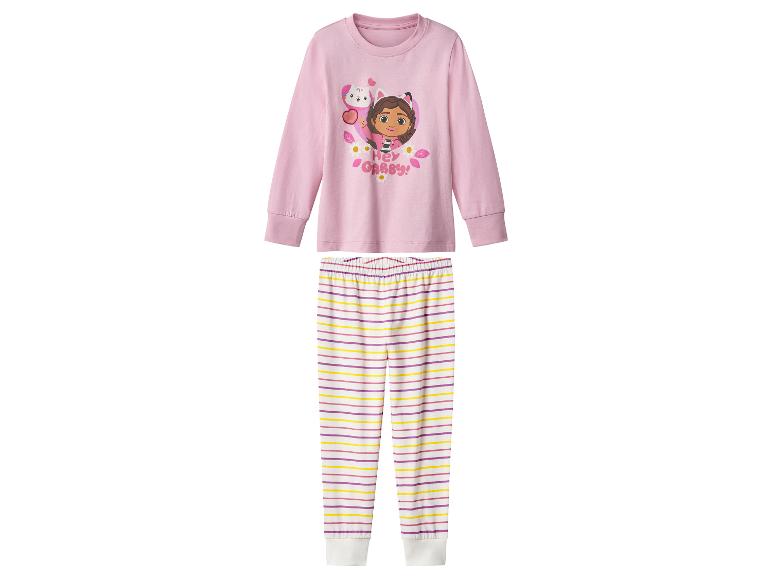 Gabby's Dollhouse Mädchenpyjama mit rosa Oberteil und gestreiften Hosen