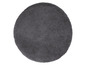 Runder, grauer Teppich aus Plüsch.