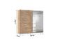 Schwebetürenschrank in Holzoptik mit Spiegel, Maße 229x270x62 cm.