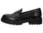 Schwarze Leder-Loafer mit klobiger, profilierter Sohle.