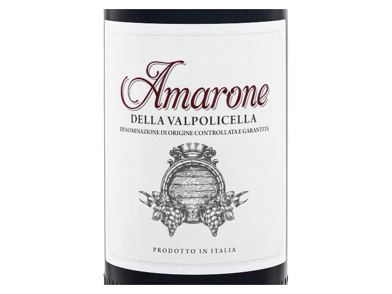 Etikett des halbtrockenen Rotweins Amarone della Valpolicella DOCG.
