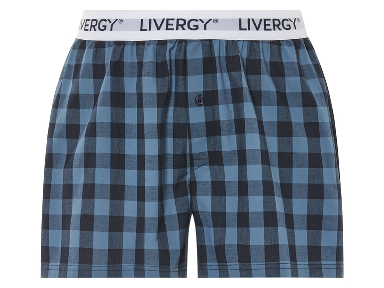 Blaue karierte Boxershorts von Livergy.