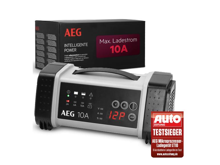 Batterieladegerät mit Digitalanzeige und Verpackung, als Testsieger ausgezeichnet.