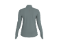 Graues Sportshirt mit langen Ärmeln und Stehkragen, Rückansicht.