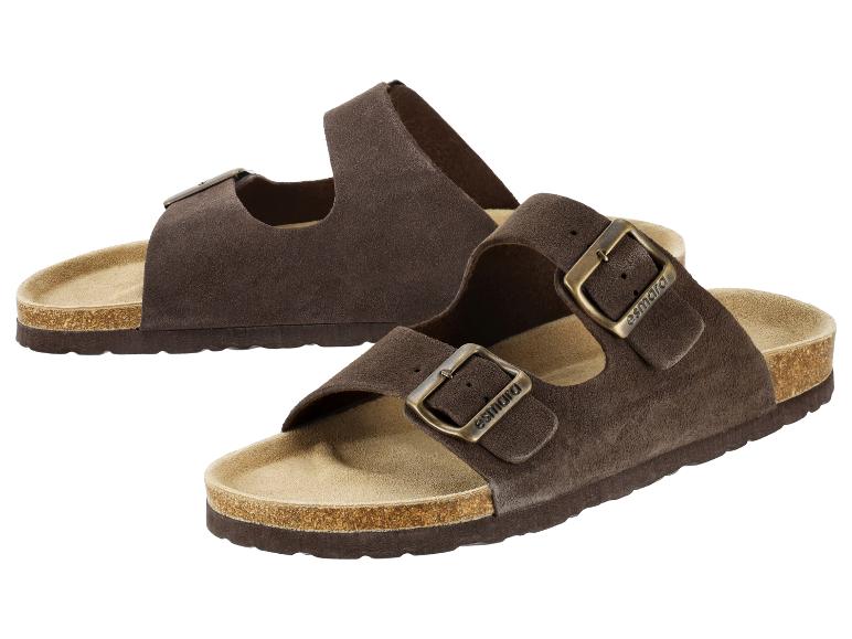 Braune Sandalen mit zwei Riemen und Metallschnallen