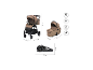 Beiger Kinderwagen und Babywanne mit Maßen und maximal 22 kg Gewicht.
