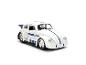 Weißes Spielzeugauto mit blauen Akzenten und Star Wars-inspiriertem Design