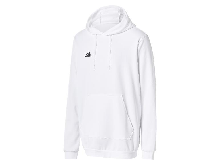 Weißer Adidas Kapuzenpullover mit schwarzem Logo