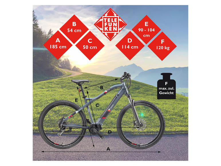Gehe zu Vollbildansicht: TELEFUNKEN E-Bike Mountainbike »Aufsteiger M925«, MTB, 27,5 / 29 Zoll - Bild 14