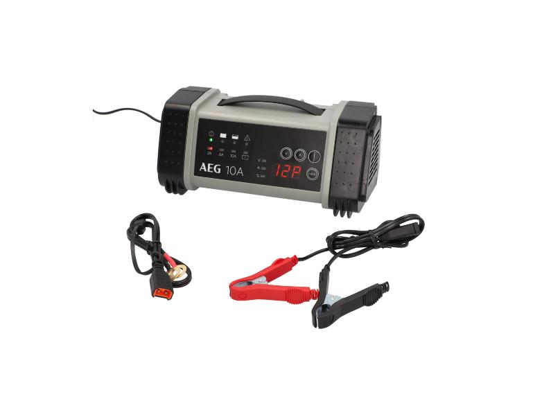 Batterieladegerät mit Display und Klemmen