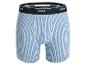 Blaue Boxershorts mit schwarzen Streifen und der Marke Mexx.