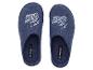 Esmara blaue Filzpantoffeln mit Aufdruck.