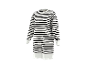 Schwarz-weiß gestreiftes Langarmkleid mit Rundhalsausschnitt und gerippten Bündchen.