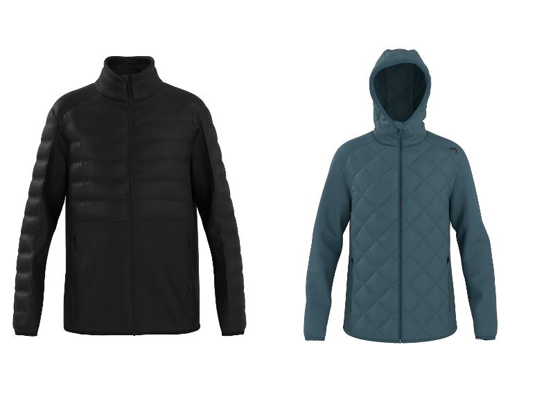 Schwarze Steppjacke und blaugrüne Steppjacke mit Kapuze.
