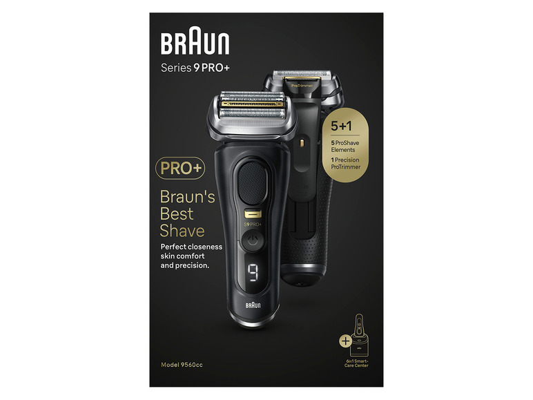 Braun Series 9 PRO+ Elektrorasierer mit Präzisionstrimmer und Smart-Care Center.