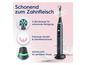 Eine Oral-B iO elektrische Zahnbürste mit sensitiven Putzmodi und einem Indikator für optimalen Druck.