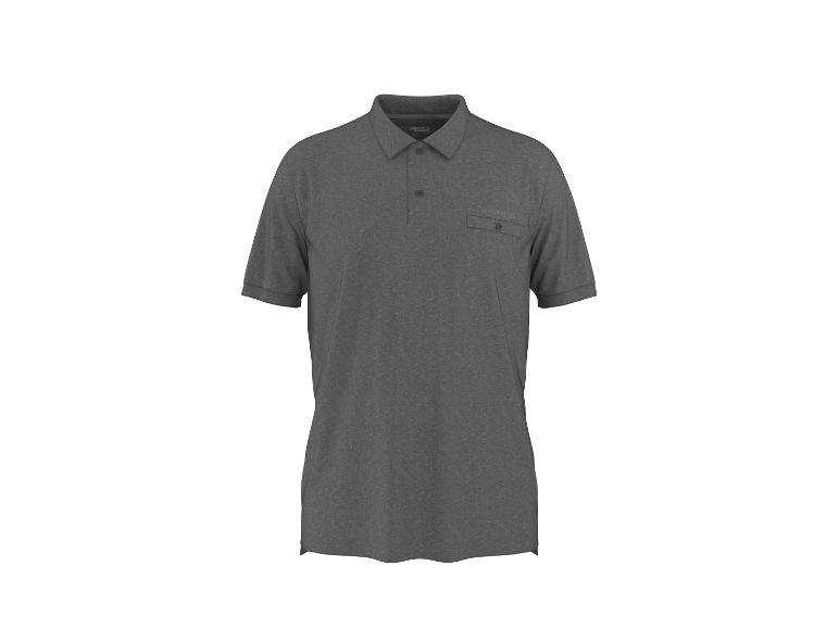 Graues Kurzarm-Poloshirt mit Brusttasche
