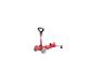Roter Kinderroller mit drei Rädern und schwarzem Lenker.