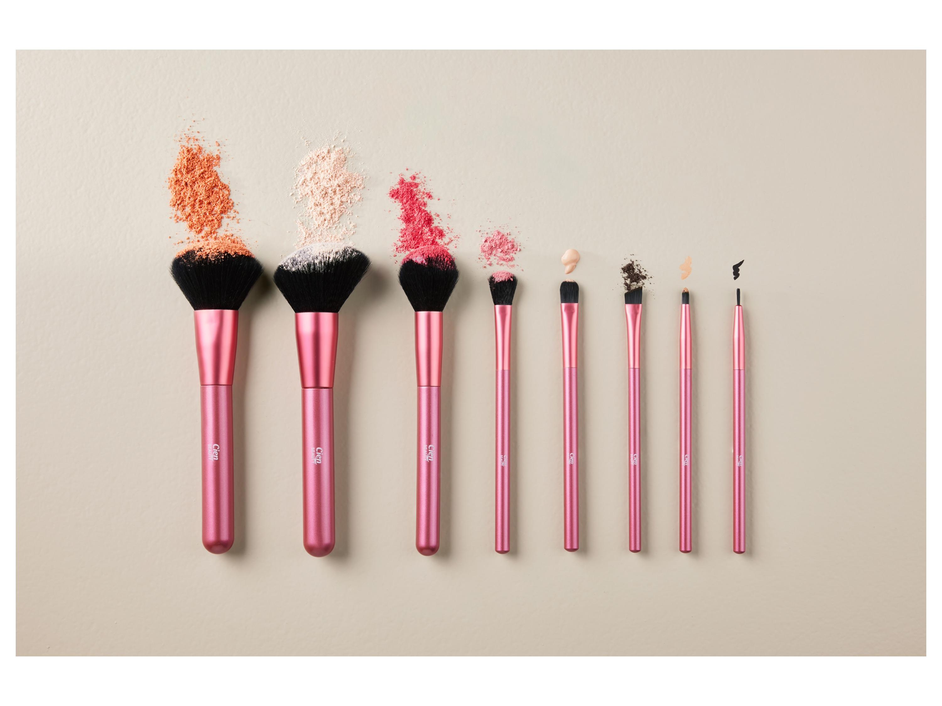 Thumbnail - CIEN Beauty Kosmetikpinsel-Set mit Tasche (pink)