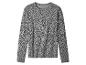 Graues Langarm-T-Shirt mit Leopardenmuster.