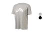 Ein graues T-Shirt mit einem weißen Logo.