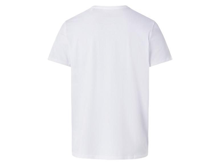 Weißes Kurzarm-T-Shirt mit Rundhalsausschnitt, Rückansicht.