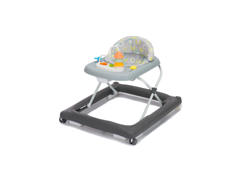 Babywalker mit Spielpanel und Sitz mit Löwenmuster.