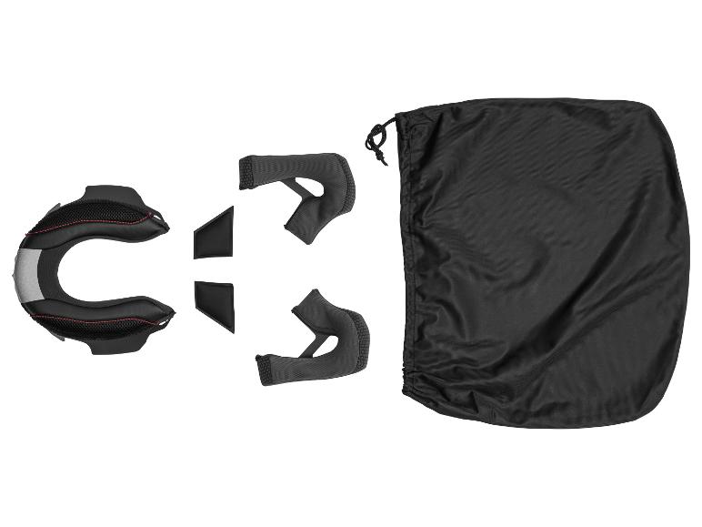 Helm-Innenpolster-Set und schwarzer Kordelzugbeutel