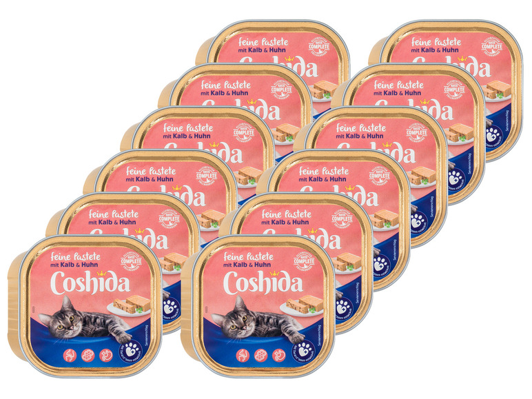 Gehe zu Vollbildansicht: COSHIDA Katzenvollnahrung feine Pastete mit Kalb & Huhn, 12 x 100 g - Bild 1