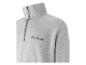 Graues Sweatshirt mit Reißverschlusskragen und gesticktem Logo.