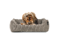 Graues Cord-Hundebett; Yorkshire Terrier.
