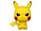 Funko Pop! Pikachu Figur aus Pokémon, wütend, gelb mit schwarzen Augen und roten Wangen.