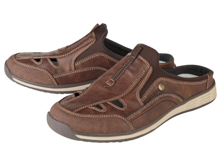 Braune Ledersandalen, legerer Stil.