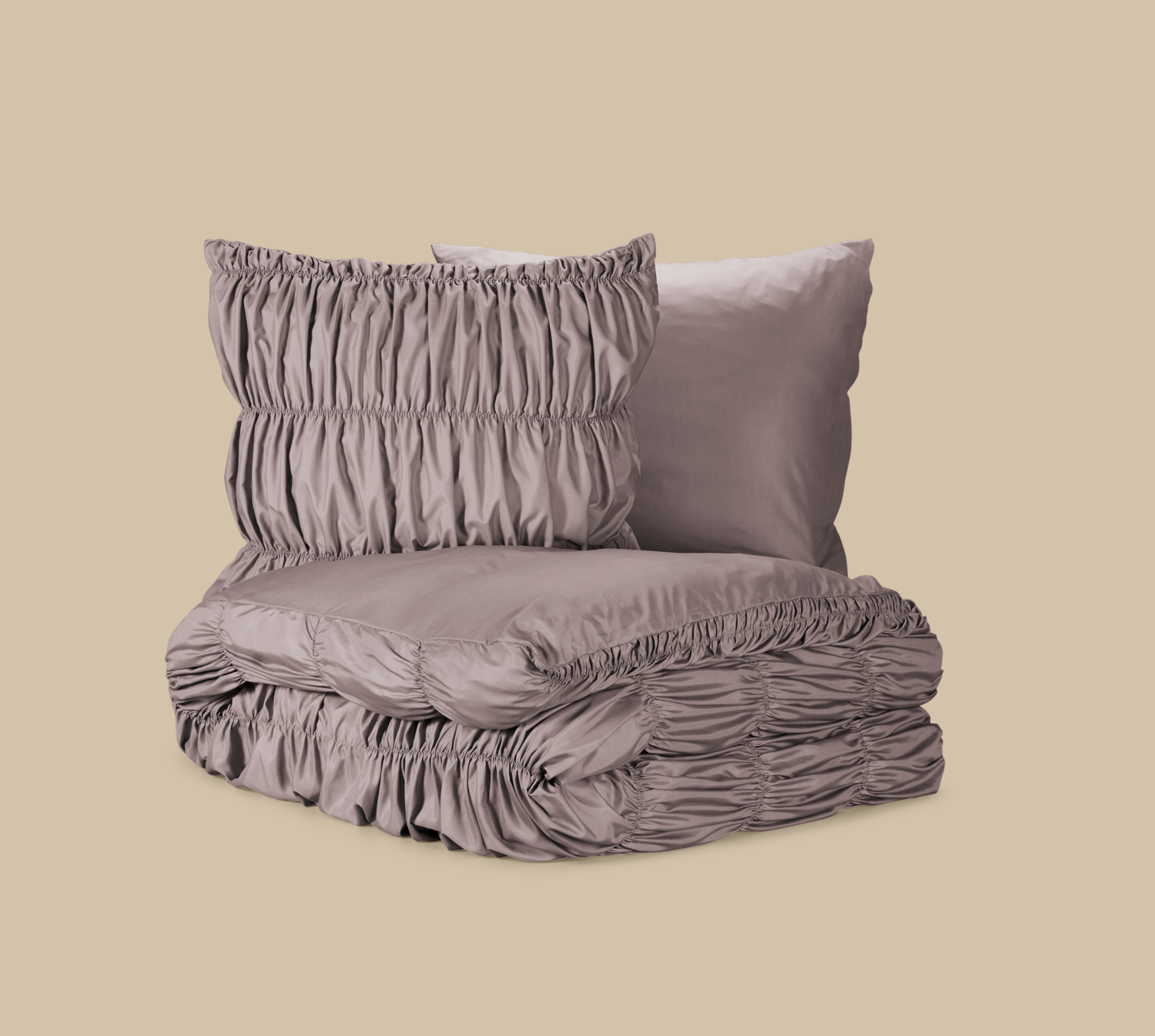 LIVARNO® Taillierte Mikrofaser-Satin-Wendebettwäsche, 200 x 220 cm (Taupe) – Bild 2 von 3