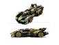 Zwei LEGO Gran Turismo Rennwagen in Gold und Schwarz.