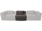 Modulares Sofa mit zwei hellgrauen Endteilen und einem dunkelgrauen Mittelteil.