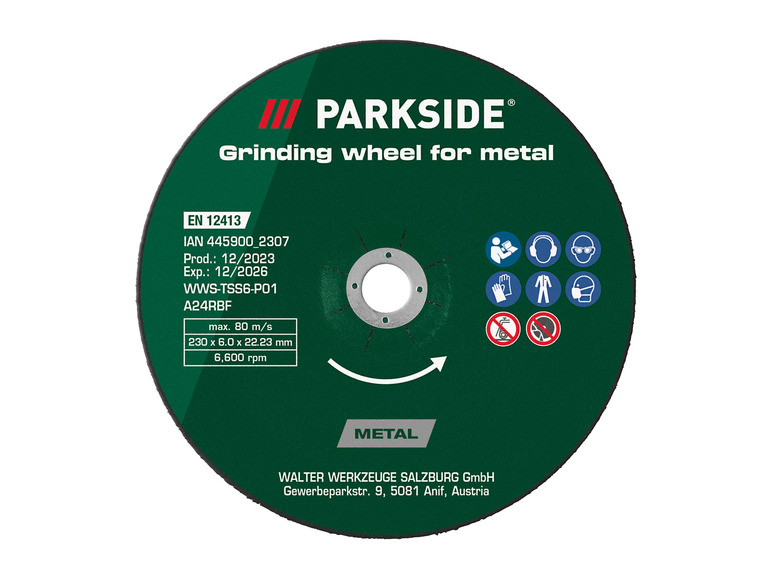 Schleifscheibe für Metall von Parkside, 230 mm.
