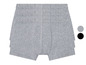 Drei graue Boxershorts in verschiedenen Farben.