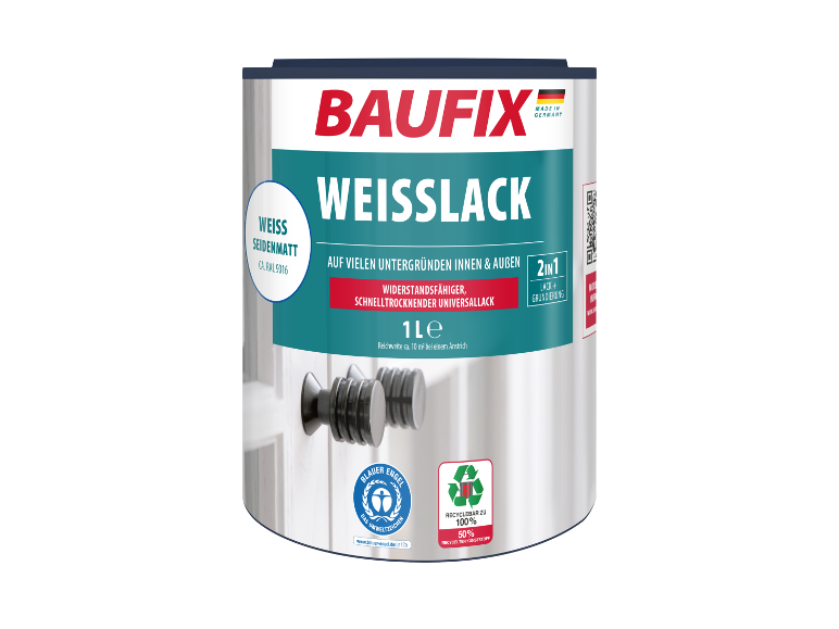 Baufix Weisslack, 1L, 2in1, Innen/Aussen.