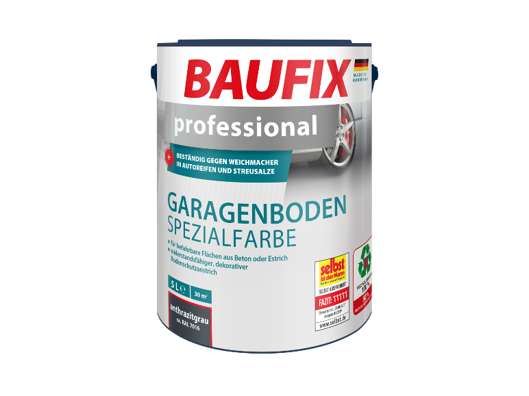 Baufix Spezialfarbe für Garagenböden: 5 Liter Eimer, Anthrazit RAL 7016.
