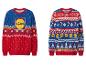 Zwei Weihnachtspullover mit Lidl-Logo und festlichen Mustern.