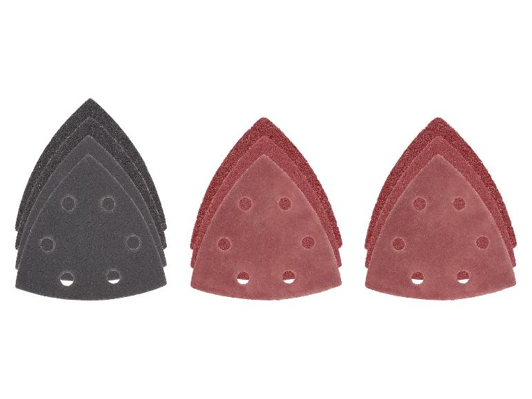 Set dreieckiger Schleifpads in Schwarz und Rot für Schleifmaschinen.