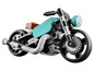 Ein LEGO Motorrad mit blauen und grauen Details.