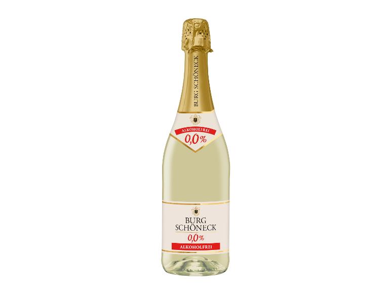 Flasche alkoholfreier Sekt Burg Schöneck 0,0%.