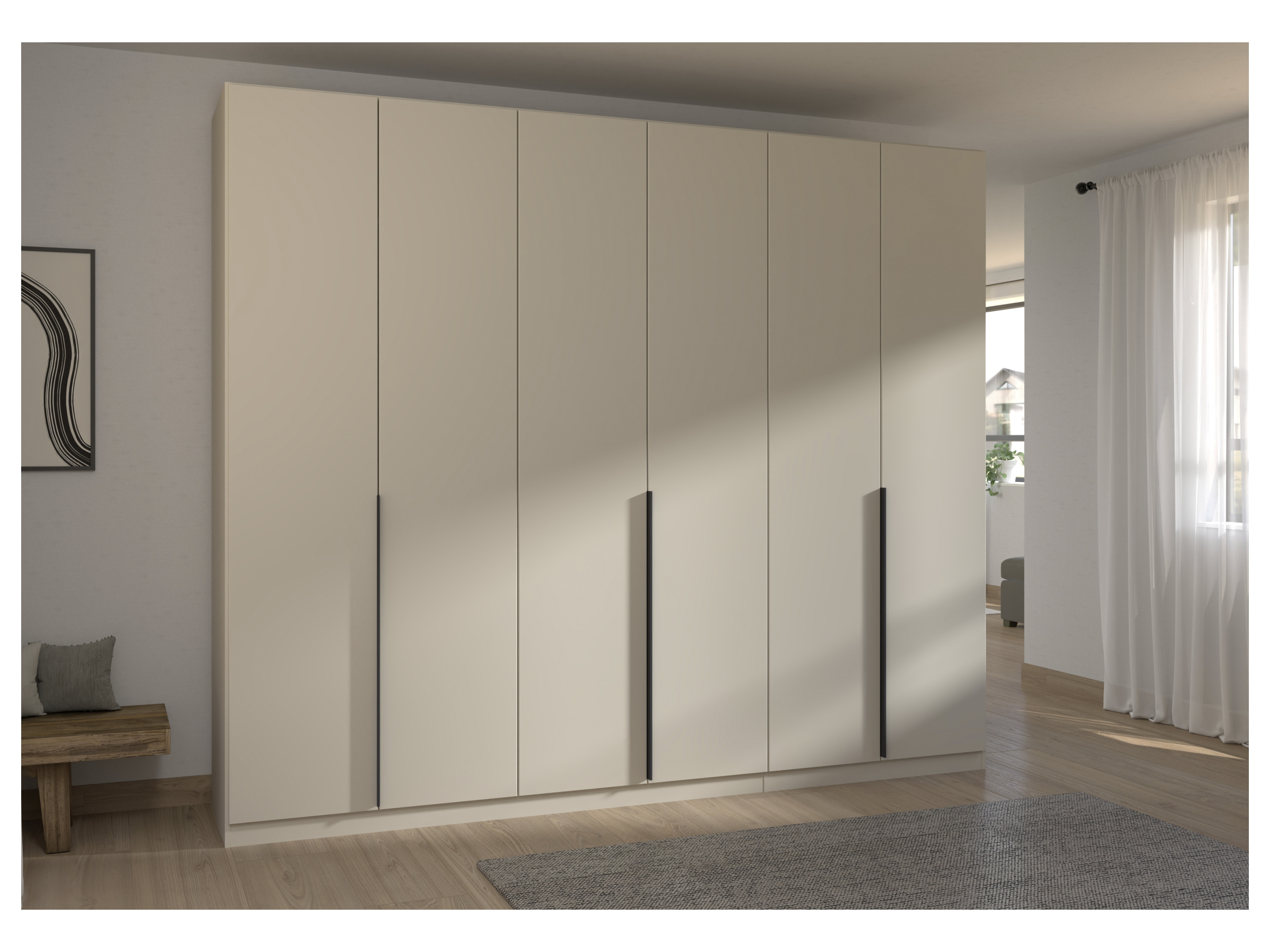 RAUCH ORANGE Drehtürenschrank Alabama (Classic-Zubehör, Beige-Champagner, Griffe Grau, 271 x 229 cm) – Bild 2 von 4
