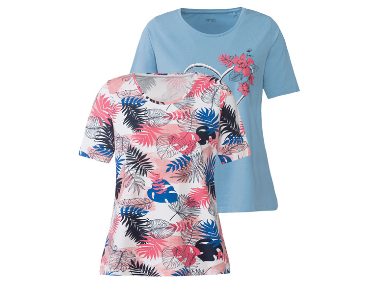 Gehe zu Vollbildansicht: esmara Damen T-Shirt, 2 Stück, mit hohem Baumwollanteil - Bild 2