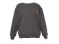 Graues Sweatshirt mit orangefarbenem Elefantenprint auf der Brust.